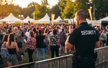 Open-Air-Veranstaltung mit Bodenmarkierung für Sicherheit
