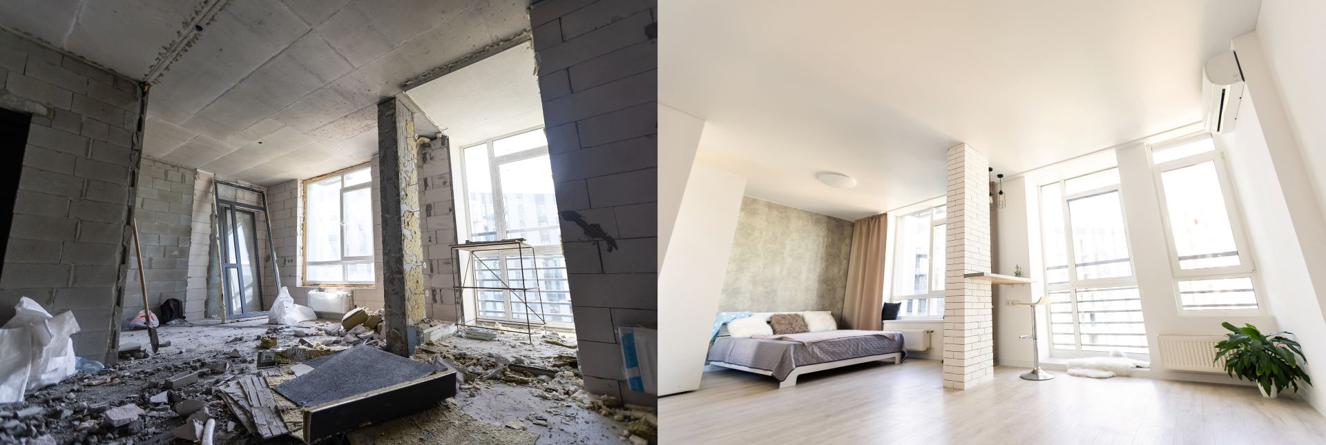 Altbau im Umbau mit Vorher-Nachher-Vergleich