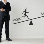Work-Life-Balance Illustration mit Geschäftsmann | Parken Flughafen