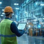 Ingenieur überwacht Produktionsdaten auf digitalem Tablet | Entstauber